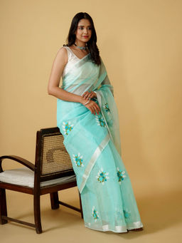 Teejh - Preksha Kota Embroidered Saree with Unstitched Blouse