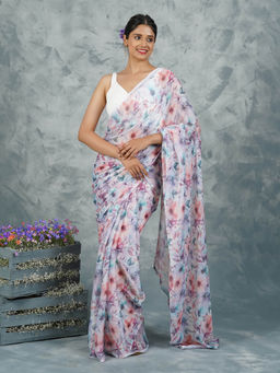 Teejh - Opal Dream Digital Print Chiffon Saree with Unstitched Blouse