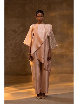 EEDA - Agneya Tissue And Silk Layered Co-Ord Set - Blush Pink