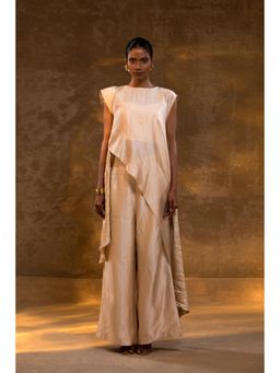 EEDA - Agneya Tissue And Silk Layered Co-Ord Set - Beige