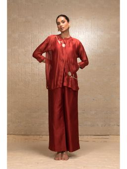 EEDA - Tulip Asym Patch Co-Ord Set - Red