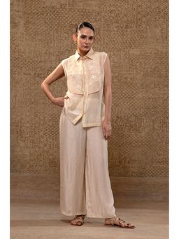 EEDA - Taral Appliqueyolk Co-Ord Set -Ivory