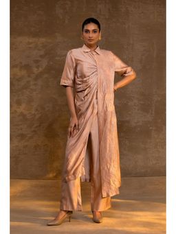 EEDA - Agneya Silk Drape Kurta with Pant - Blush Pink