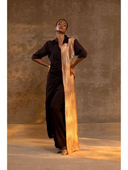 EEDA - Agneya Silk Drape Kurta with Pant - Brown