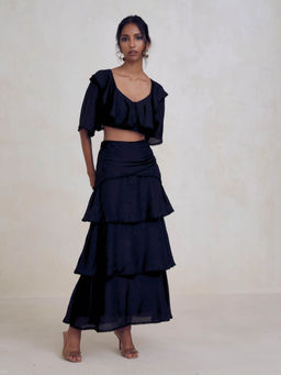BEYOND - Tiered Skirt Black