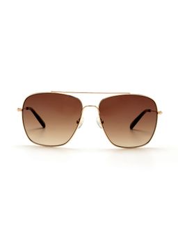 Tommy Hilfiger - Brown Lens Square UV Protected Sunglass Full Rim Gold Frame With Gradient