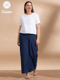 Twenty Dresses by Nykaa Fashion - Curve White Basic Mode Activated Basics Tshirt