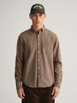 GANT - Men Brown Solid Regular Fit Shirt