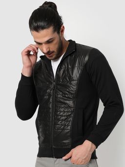 Campus Sutra - Men Solid Zipper Biker Jacket