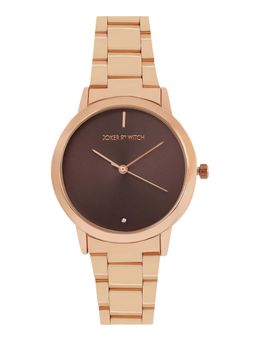 Joker and Witch - Joker & Witch Midnight Deep Taupe Dial Rose Gold Metallic Link Strap Analog Womens Watch