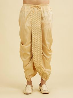 Manyavar - Men Beige Art Silk Embroidered Dhoti