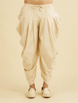 Manyavar - Men Beige Cotton Solid Dhoti