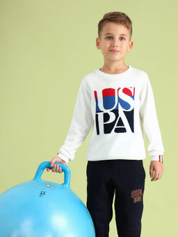 U.S. POLO ASSN. - White Boys Brand Print Regular Fit Sweater