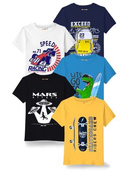 Kuchipoo - Boys Regular Fit Half Sleeves T-Shirt (Pack of 5)