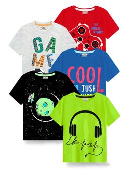 Kuchipoo - Boys Regular Fit Half Sleeves T-Shirt (Pack of 5)