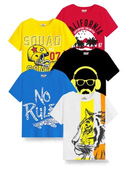 Kuchipoo - Boys Regular Fit Half Sleeves T-Shirt (Pack of 5)