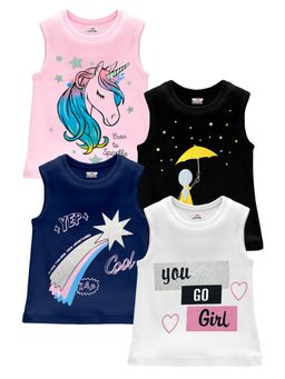 Kuchipoo - Girls Regular Fit Sleeveless T-Shirt (Pack of 4)