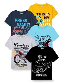 Kuchipoo - Boys Regular Fit Half Sleeves T-Shirt (Pack of 5)