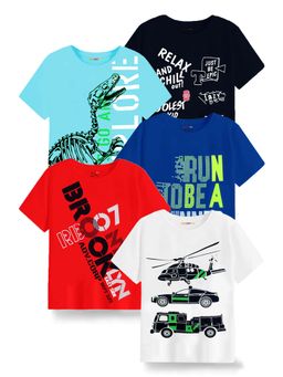Kuchipoo - Boys Regular Fit Half Sleeves T-Shirt (Pack of 5)