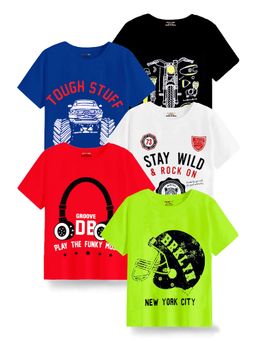 Kuchipoo - Boys Regular Fit Half Sleeves T-Shirt (Pack of 5)