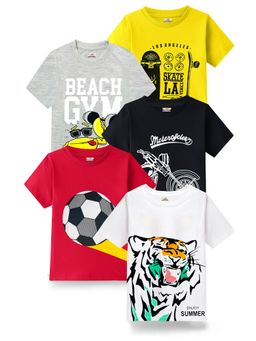 Kuchipoo - Boys Regular Fit Half Sleeves T-Shirt (Pack of 5)