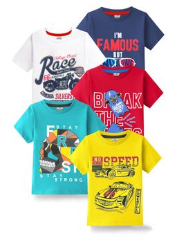 Kuchipoo - Boys Regular Fit Half Sleeves T-Shirt (Pack of 5)