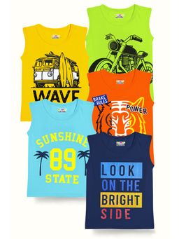 Kuchipoo - Boys Regular Fit Sleeveless T-Shirt (Pack of 5)