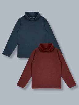 PLUM TREE - Boys Premium Soft Cotton Full Sleeve T-shirt - Multi-Color (Pack of 2)