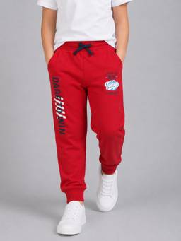 PLUM TREE - Boys Premium Soft Cotton Regular Fit Jogger - Red