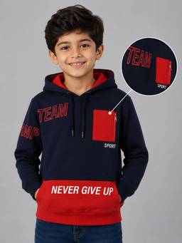 PLUM TREE - Boys Premium Soft Cotton Full Sleeve Hoodie - Red