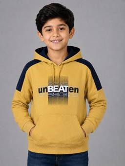 PLUM TREE - Boys Premium Soft Cotton Full Sleeve Hoodie Sweatshirt - Yellow