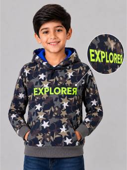 PLUM TREE - Boys Premium Soft Cotton Full Sleeve Hoodie Sweatshirt - Grey
