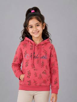 PLUM TREE - Girls Premium Soft Cotton Full Sleeve Hoodie - Pink