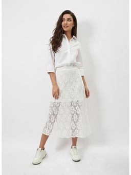 AAREIN - White Lace Embraided Skirt