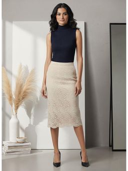 AAREIN - Cream Lace Midi Skirt