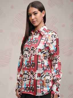 TOKYO TALKIES - Disney Mickey Mouse Women Maroon Multi Satin Shirt