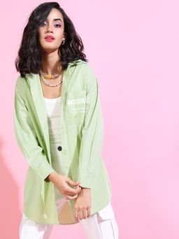 TOKYO TALKIES - Women Gorgeous Green Solid Loose fit Shirt