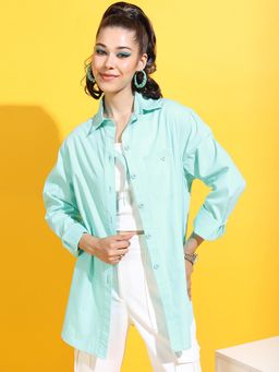 TOKYO TALKIES - Women Tranquil Turquoise Graphic Regular fit Shirt