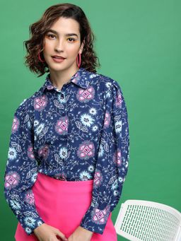 TOKYO TALKIES - Blue Floral Printed Casual Shirt