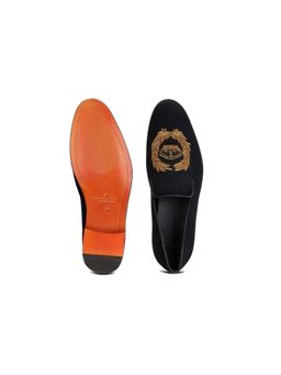 SHUTIQ - Rafa Antique Black Zardozi Embroidered Loafers