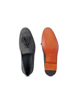 SHUTIQ - Kiltie Tweed Coal Grey Lather Loafers