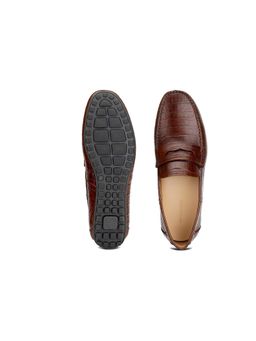 SHUTIQ - Quero Croco Tan Lather Loafers