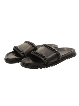 SHUTIQ - Men Rebel Black Leather Slides