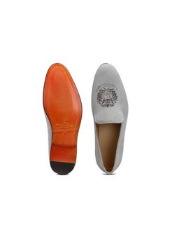SHUTIQ - Royal Emblem Sterling Gey Lather Loafers