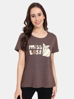 Zivame - Rosaline Joy Sticks Knit Cotton Top - Chocolate Brown