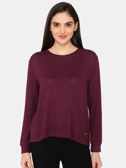 Zivame - Jaspe Knit Poly Sweatshirt - Windsor Wine