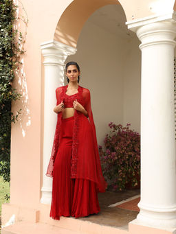 SAISHA - Organza Cape With Sharara (Set of 3)