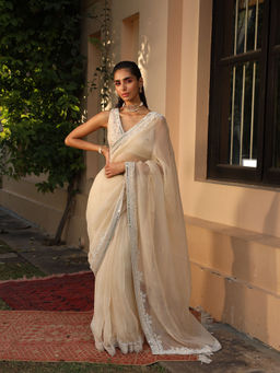 SAISHA - Organza Saree With Embroidery Blouse with Stitched