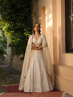 SAISHA - Ivory Lehenga Choli With Dupatta (Set of 3)