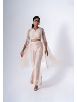 SAISHA - White Embroidered Jacket With Crop Top & Pant (Set of 3)
